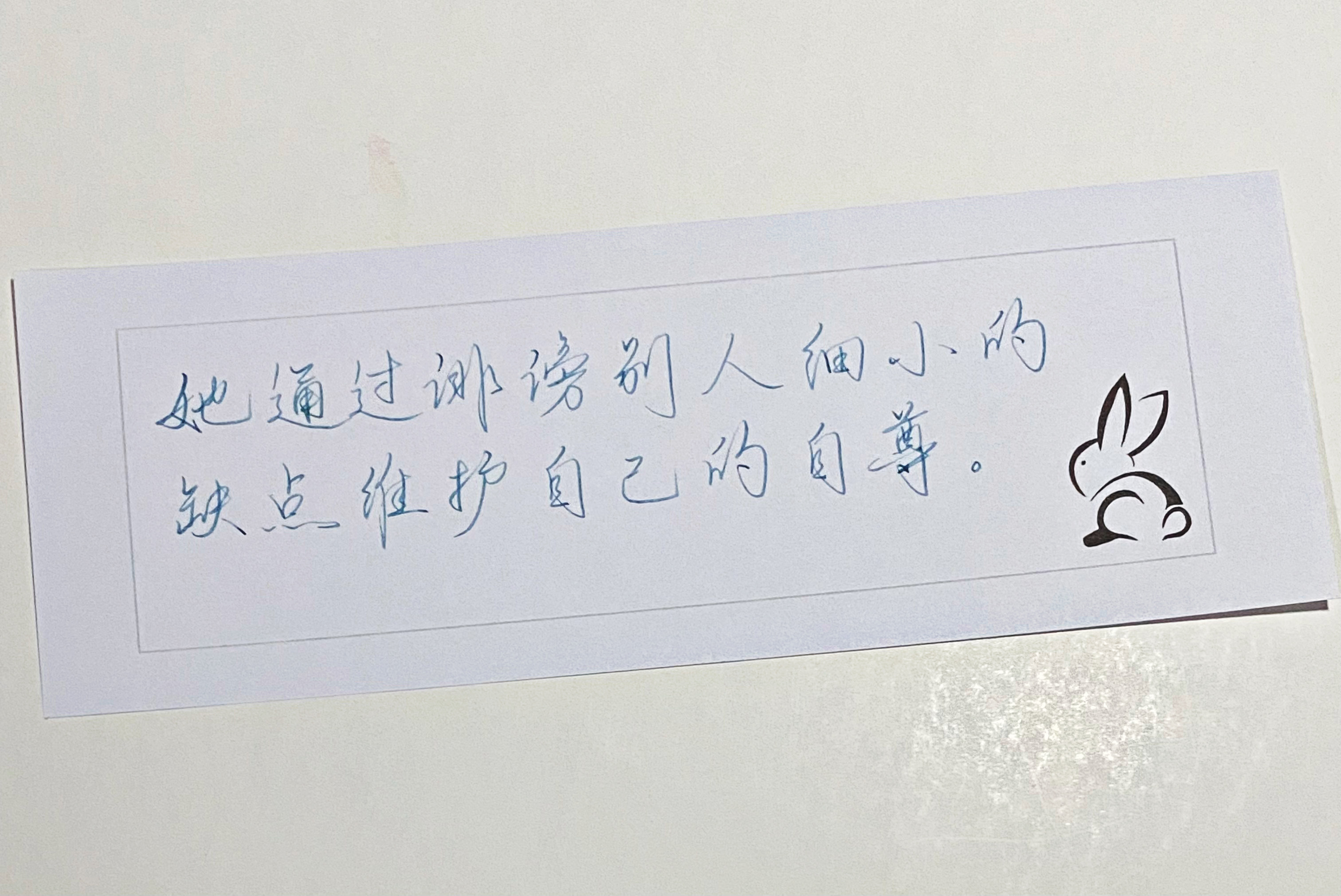 练字  她通过诽谤别人细小的缺点维护自己的自尊 