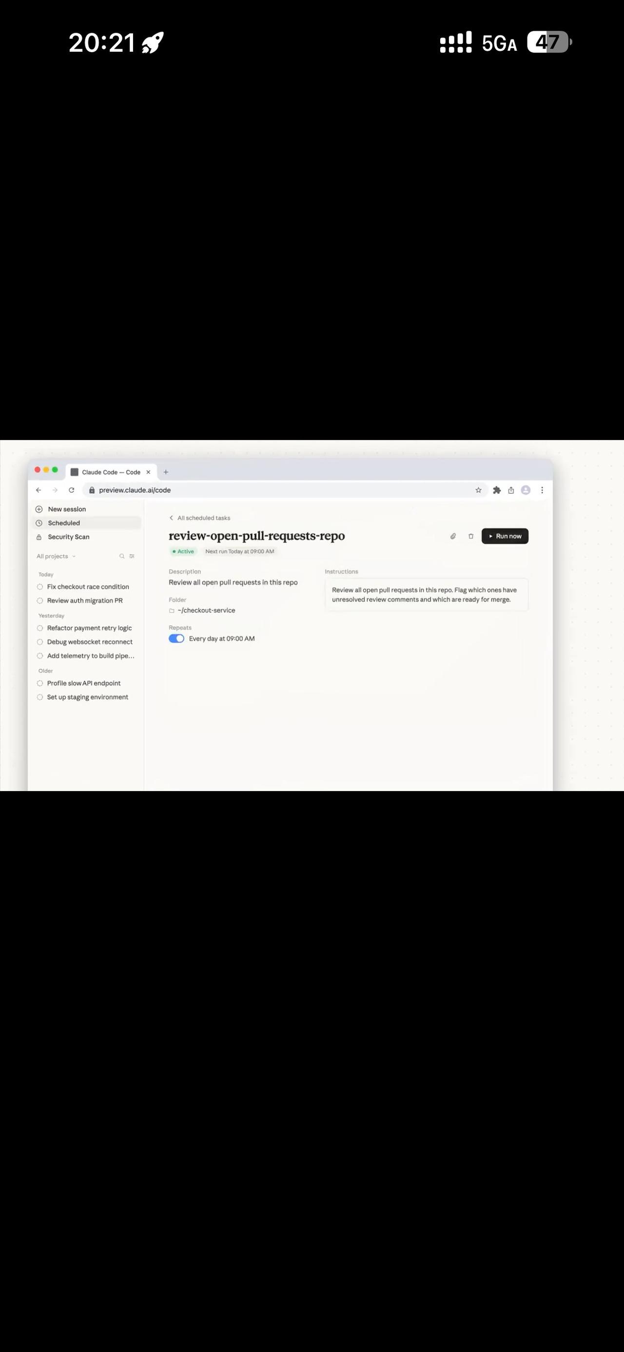您现在可以在 cc上调度定期云端任务。

设置一个仓库（或多个仓库）、一个日程和