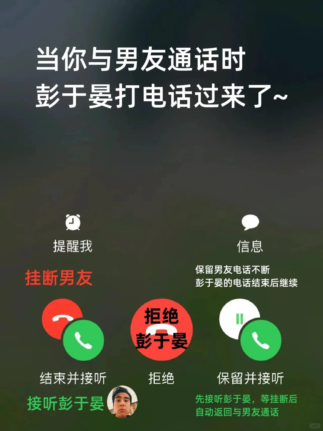 当你与男友通话时，彭于晏突然来电……