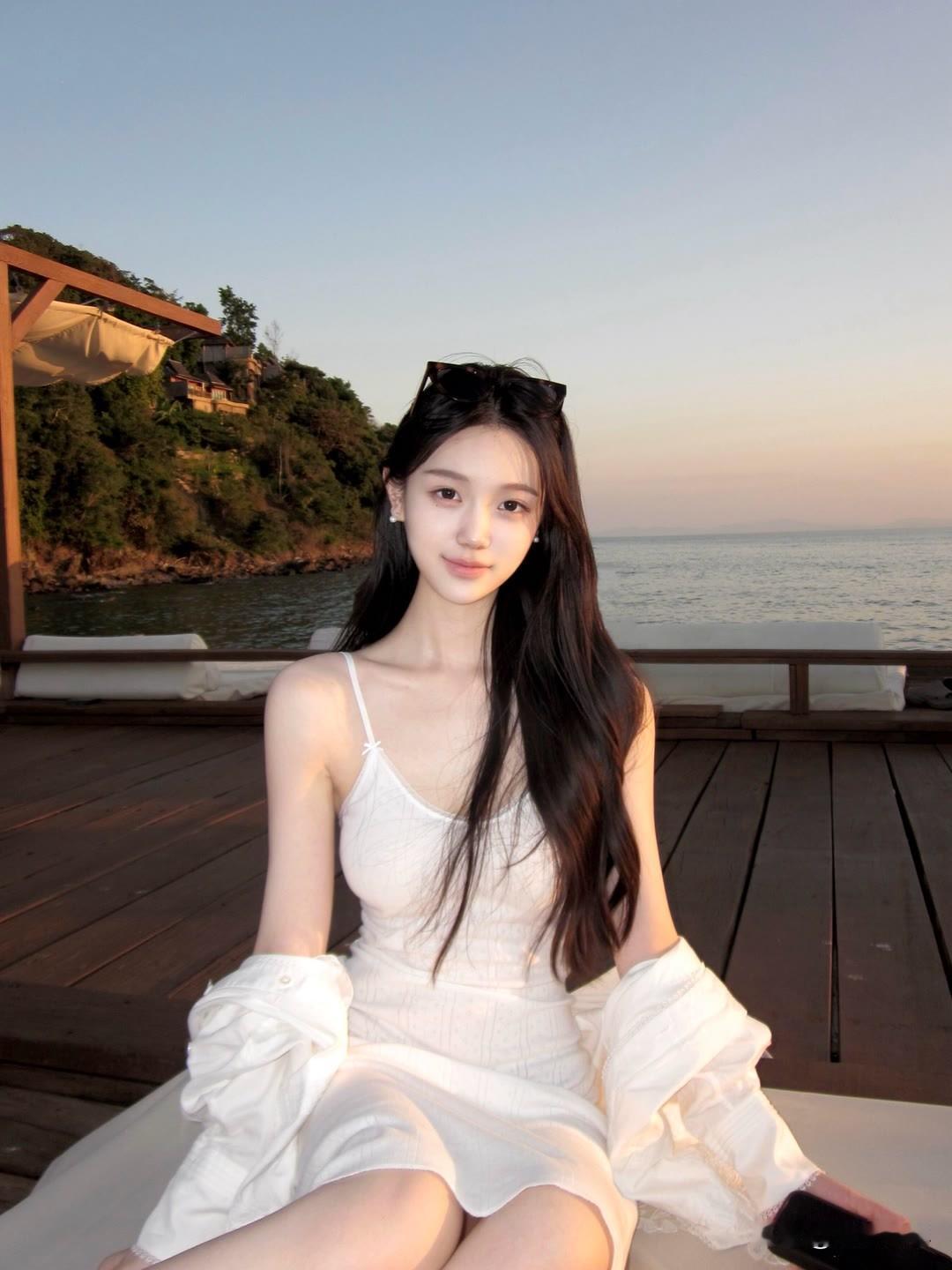 “碧海潮生处，美人倚栏杆”，这画面简直绝了。想象那碧海翻涌，浪花拍打着礁石，发出