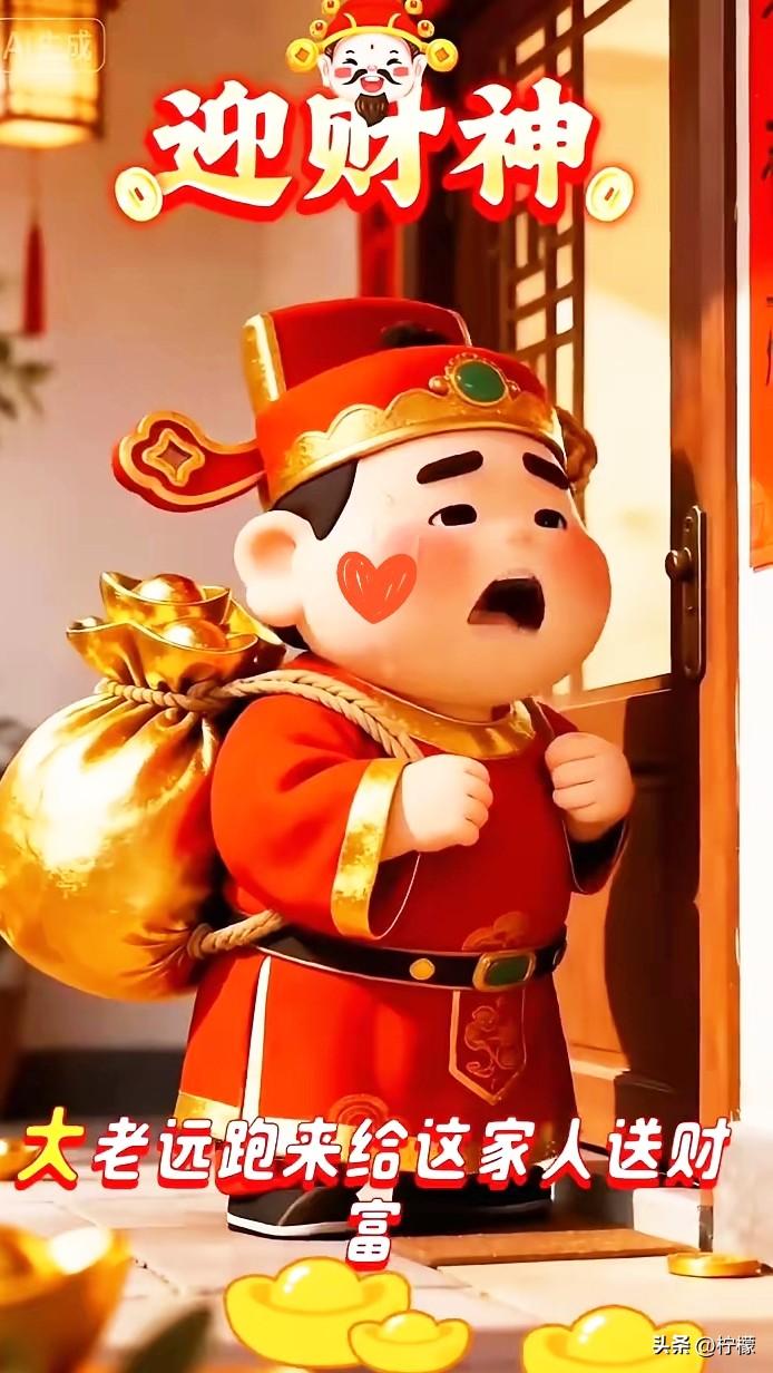 迎财神。
累死我了，
大老远跑来给这家人送财富，怎么没人？不会没人在家吧。
 
