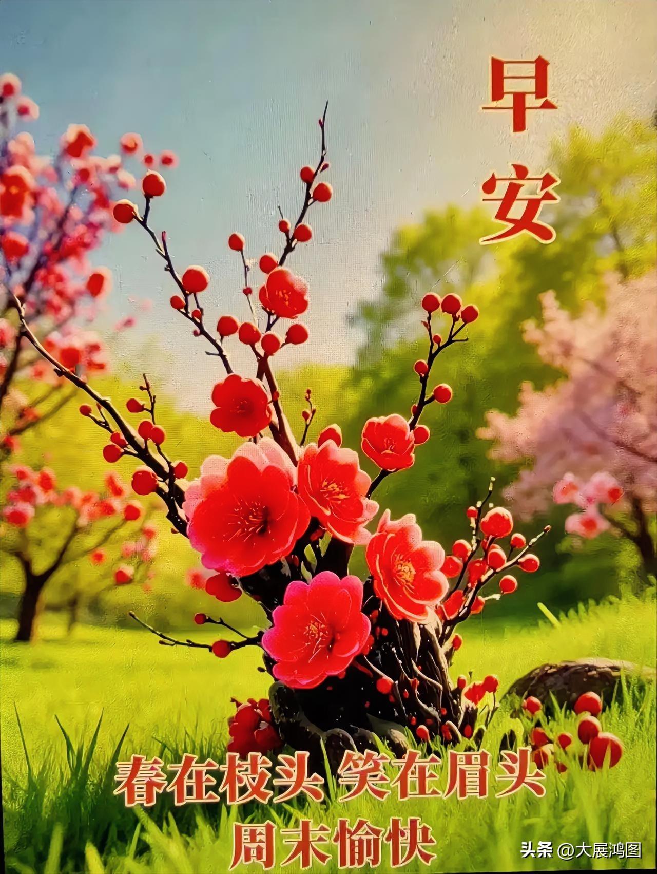 早安！春绽枝头，喜上眉梢，周末快乐！🌸🌞
暖心早安祝福语 每日祝福早安 早安