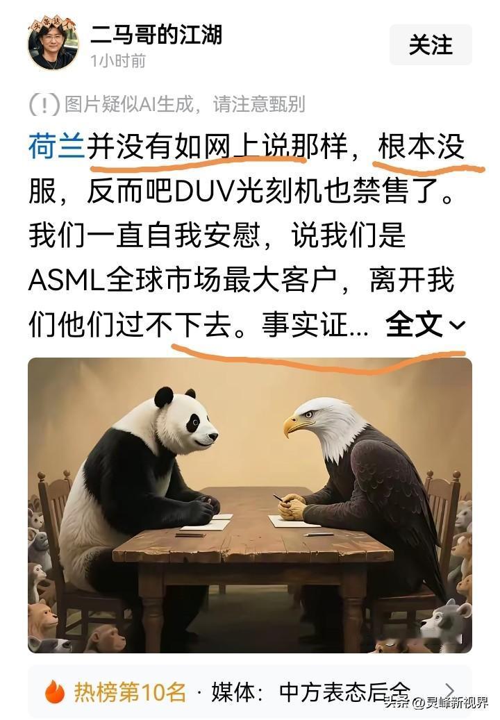 中美贸易战缓和，荷兰在半导体等领域听从美国指令，对我国进行技术封锁等限制措施，本