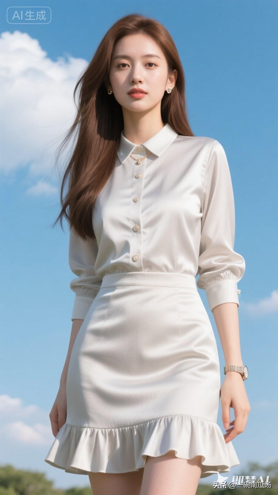 清新夏日穿搭指南，白色衬衫+短裙，简约优雅，尽显青春活力！🌞👗