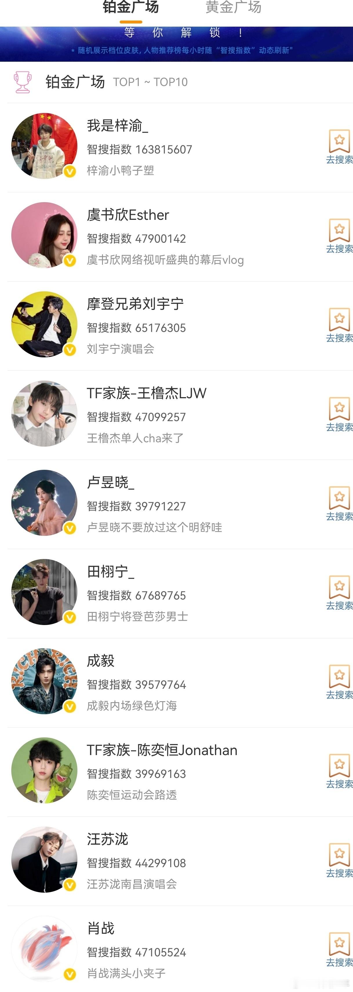 明星文娱榜前十 据微博智搜指数明星文娱榜显示，前十名单包含肖战、汪苏泷、田栩宁、