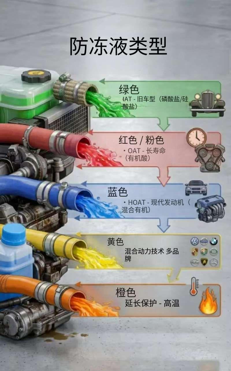 加哪种防冻液才不会“毁”发动机？加哪种防冻液才不会“毁”发动机？🟢🔴🔵🟡