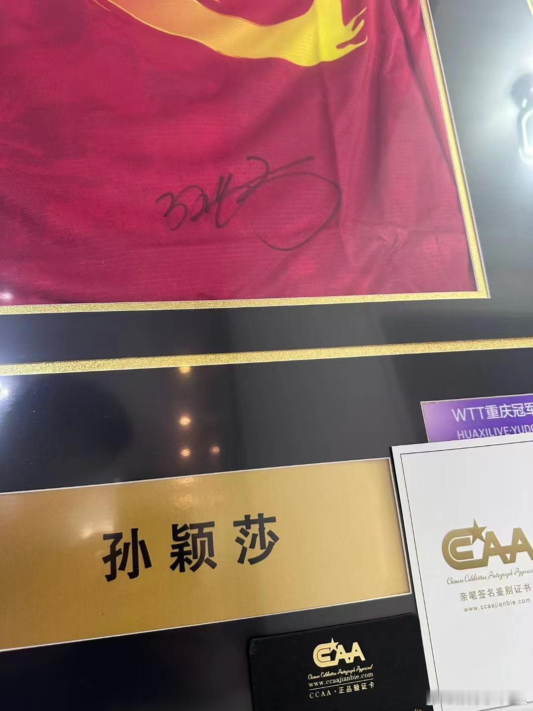 孙颖莎 亲笔签名乒乓球衣 