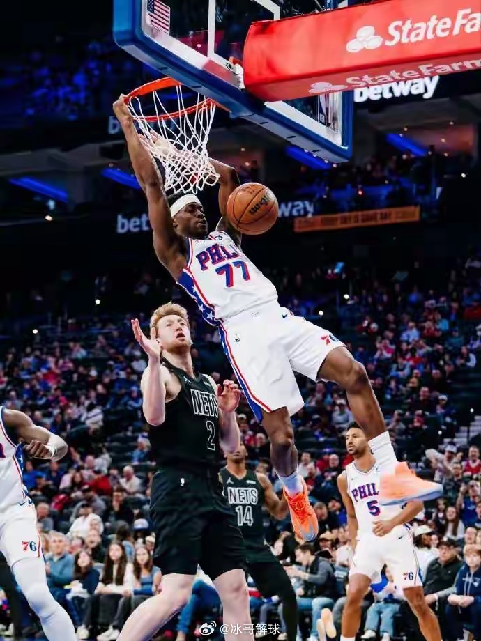 3月15日NBA常规赛，76人主场104-97险胜篮网。恩比德、马克西、乔治缺阵