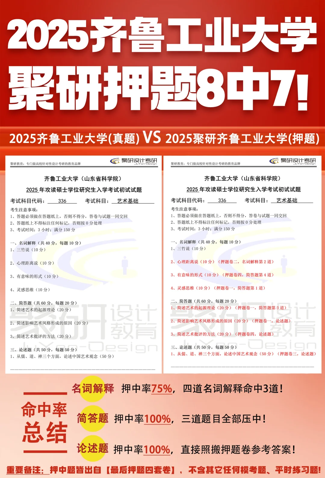聚研齐鲁工业大学理论8中7，手绘有原题！