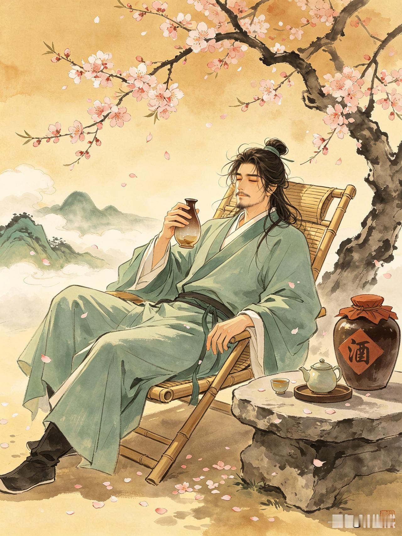 上联：借我三分醉意
下联：消人一世烦忧