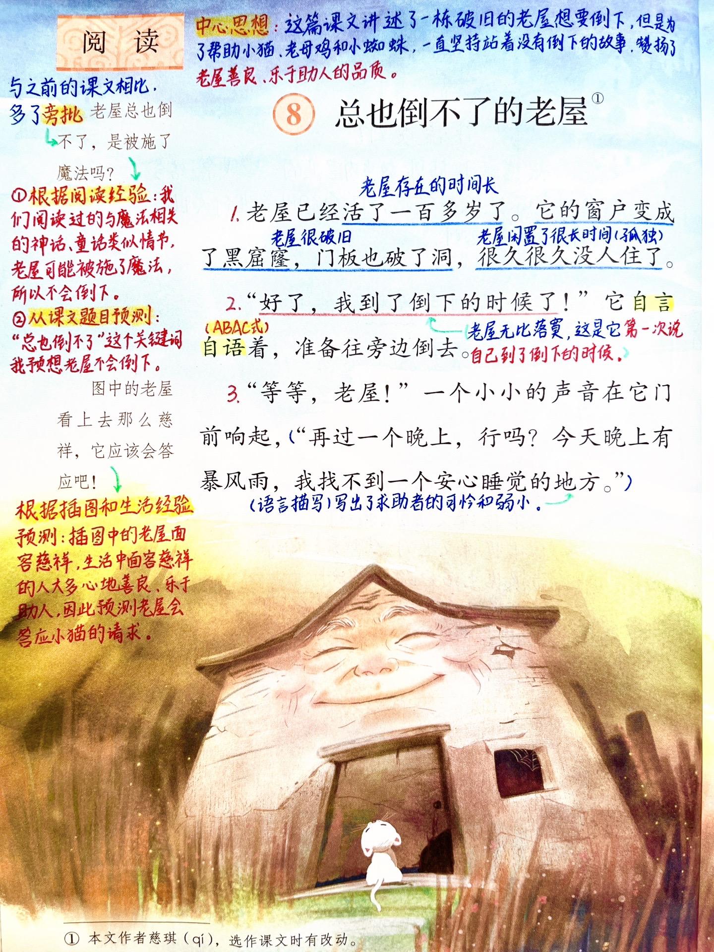 三年级语文上册《总也到不了的老屋》笔记。 本课仿写句子： 1.老屋(已...