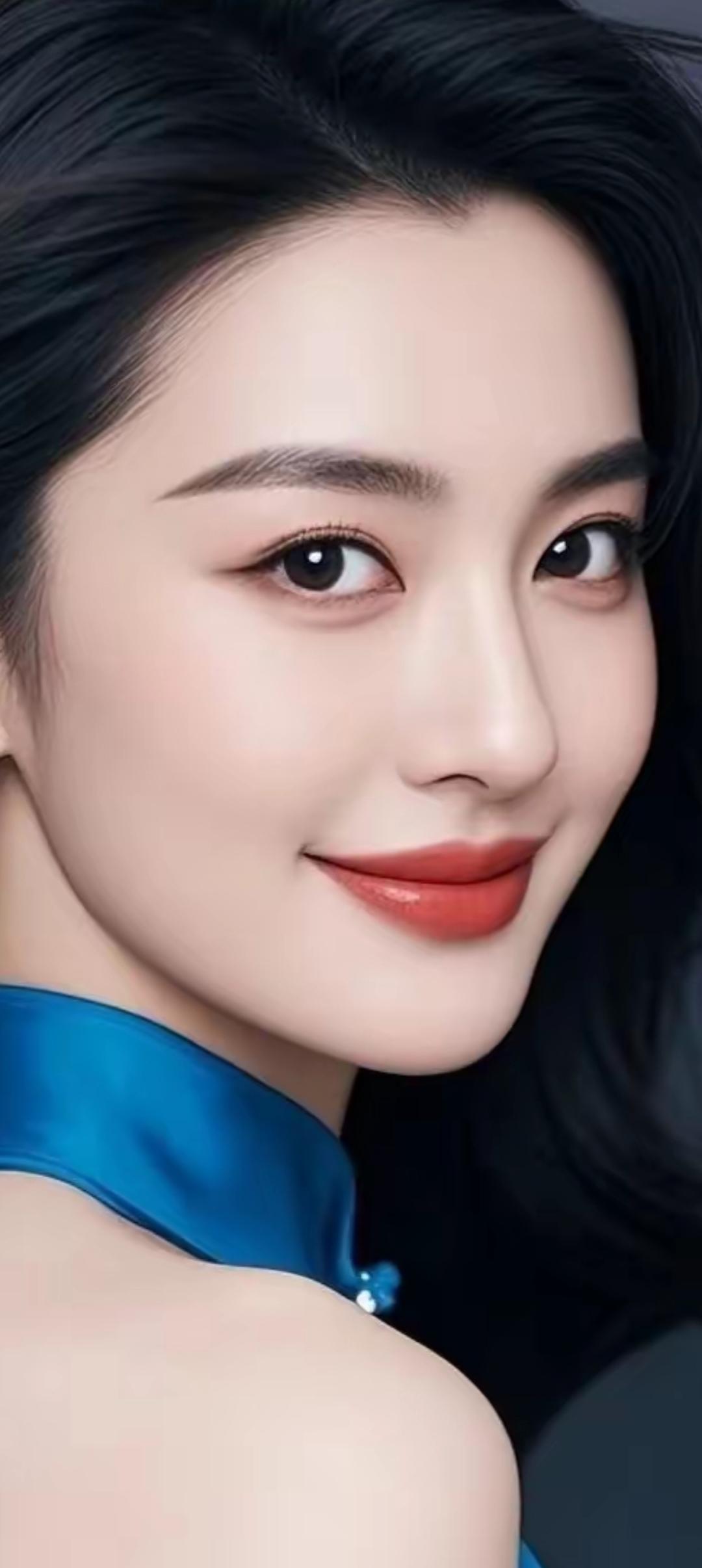 优雅蓝裙，甜美笑容，气质动人！🌸💃👗