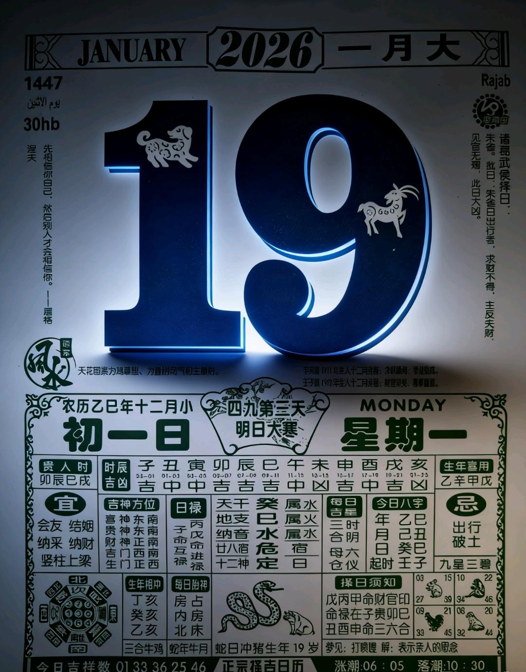 给各位爷请安，小的这就给各位像聊天一样，掰扯掰扯2026年1月19日的老黄历。此