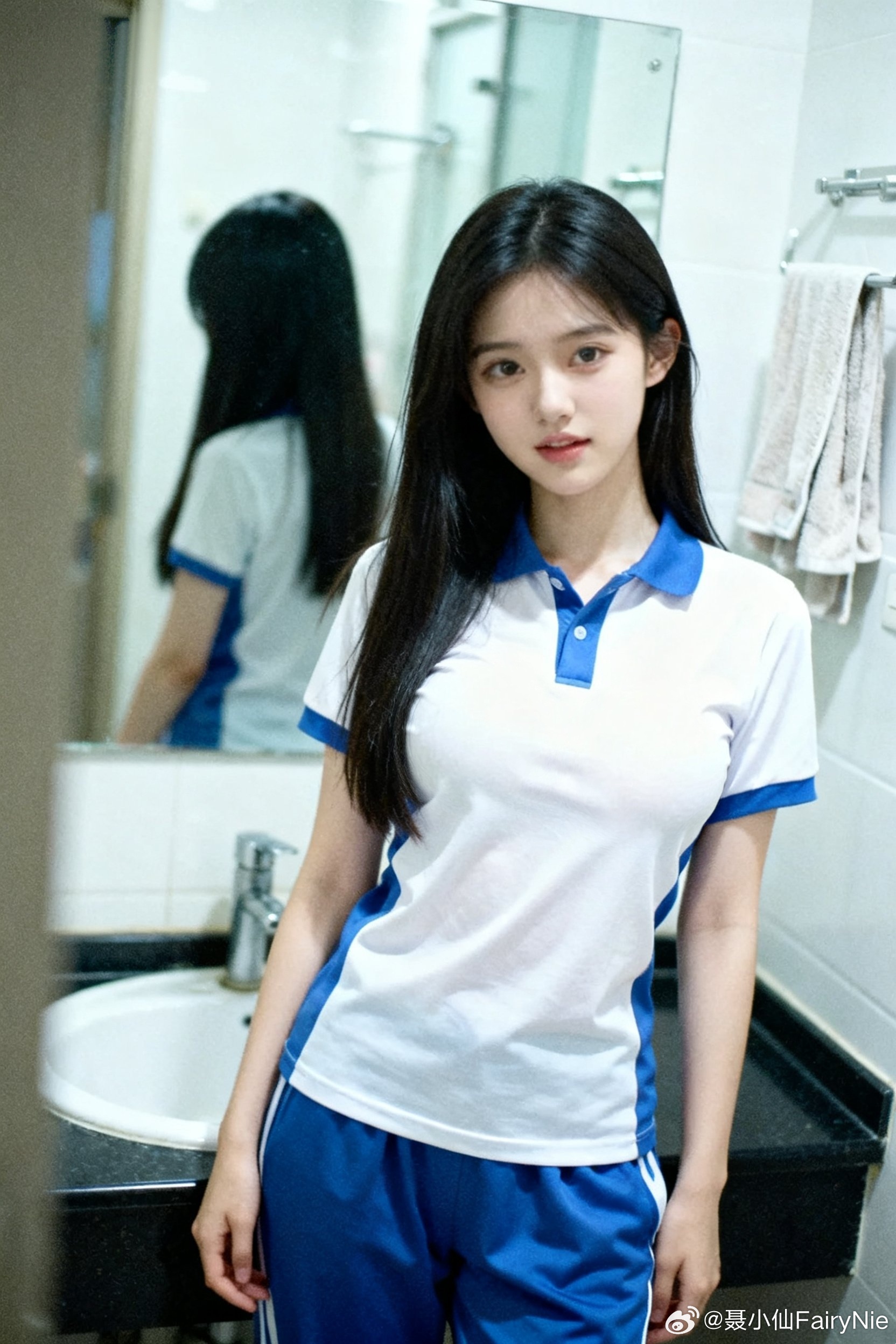 谁懂啊！校服照真的好有氛围感😊蓝色系不一定代表忧郁，还有可能是青春活力！聂小仙