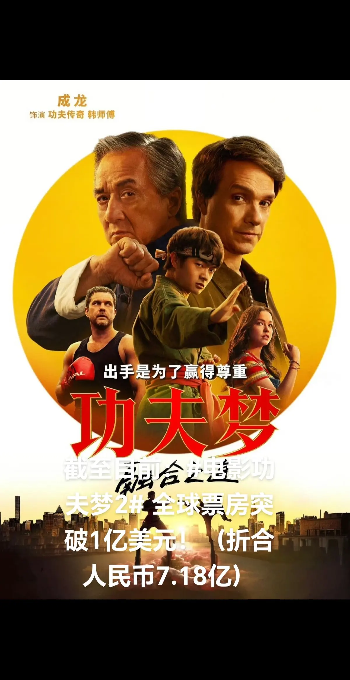 截至目前： 全球票房突破1亿美元！（折合人民币7.18亿）