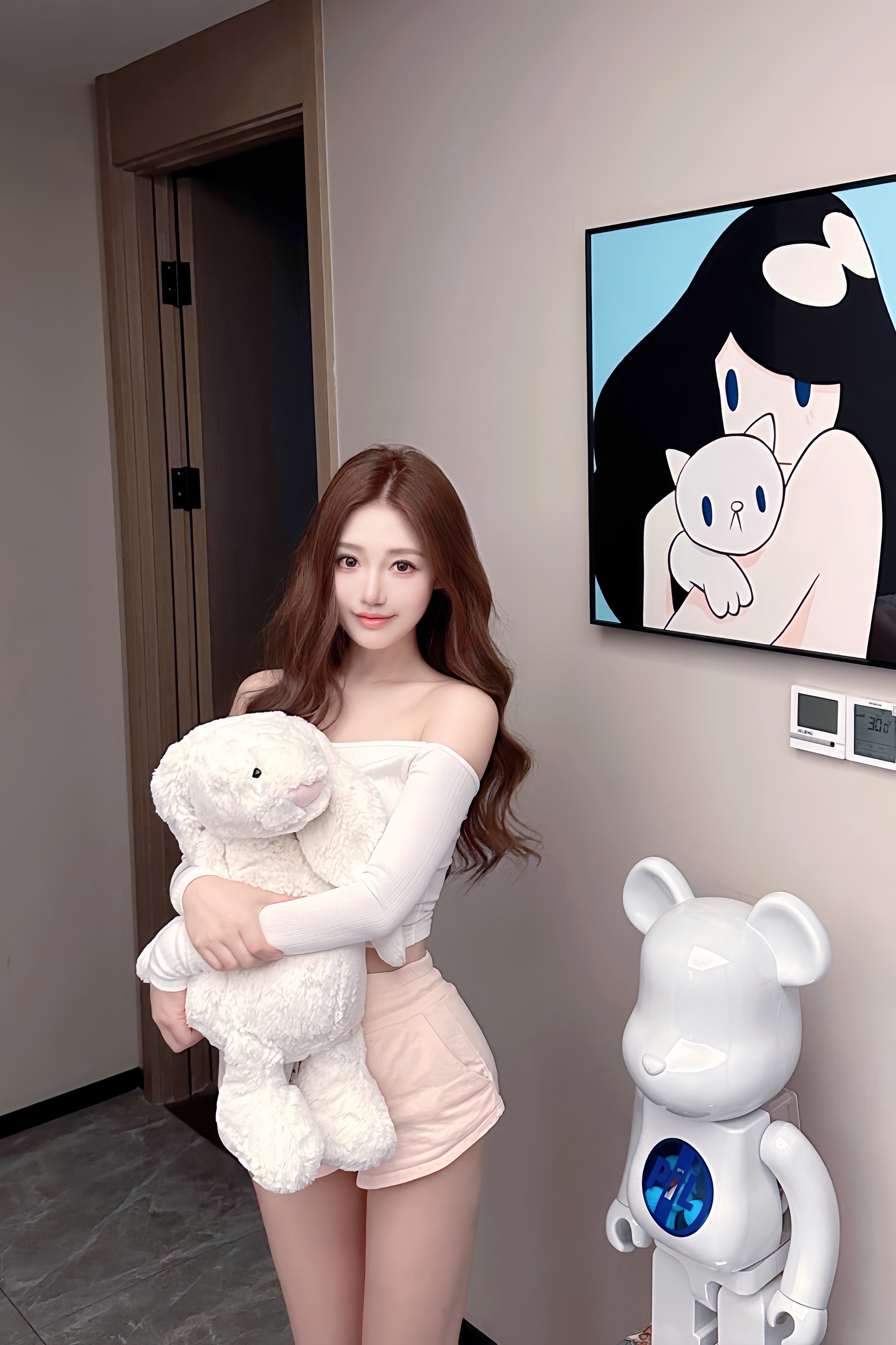 Big Bashful Cream Bunny🐰51cm比108cm好抱太多?