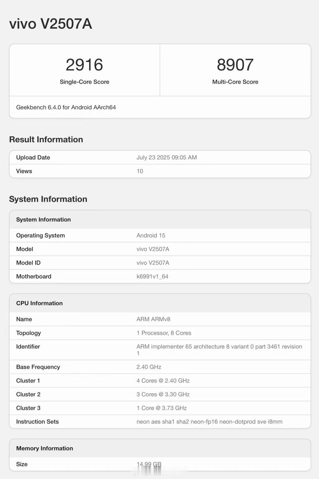 iQOO Z10 Turbo Pro+ 的 Geekbench 6 跑分出来了，