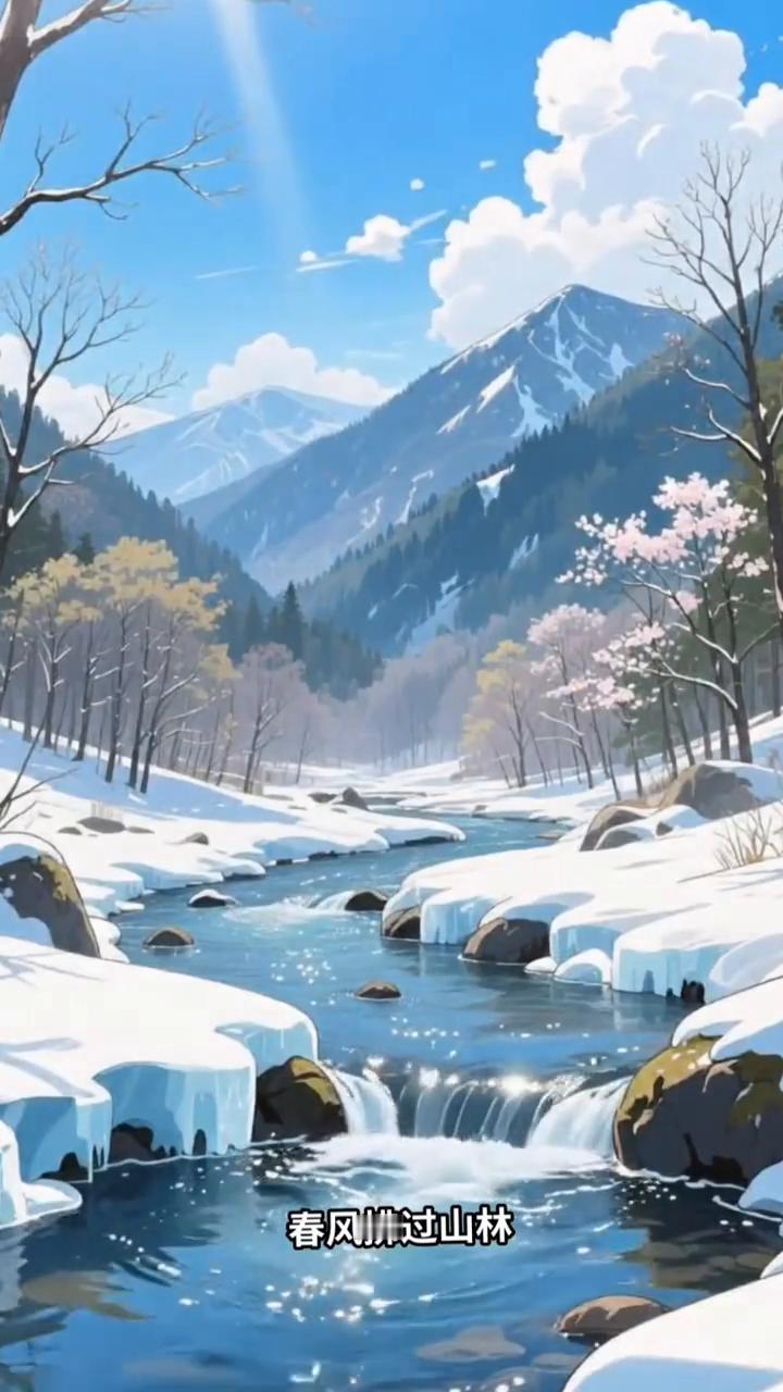 四季山林如诗画，从春芽到冬雪皆是风景。
春风拂过山林，冰雪消融，溪流叮咚作响，枝