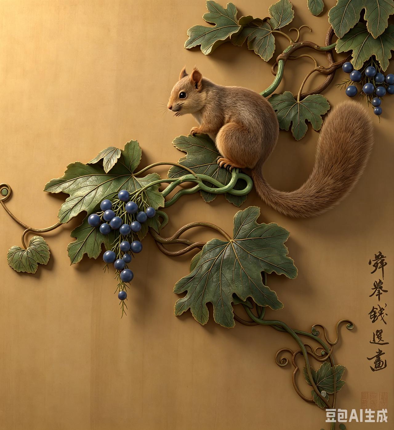 钱选你画的这玩意儿，确定是葡萄不是蓝莓？