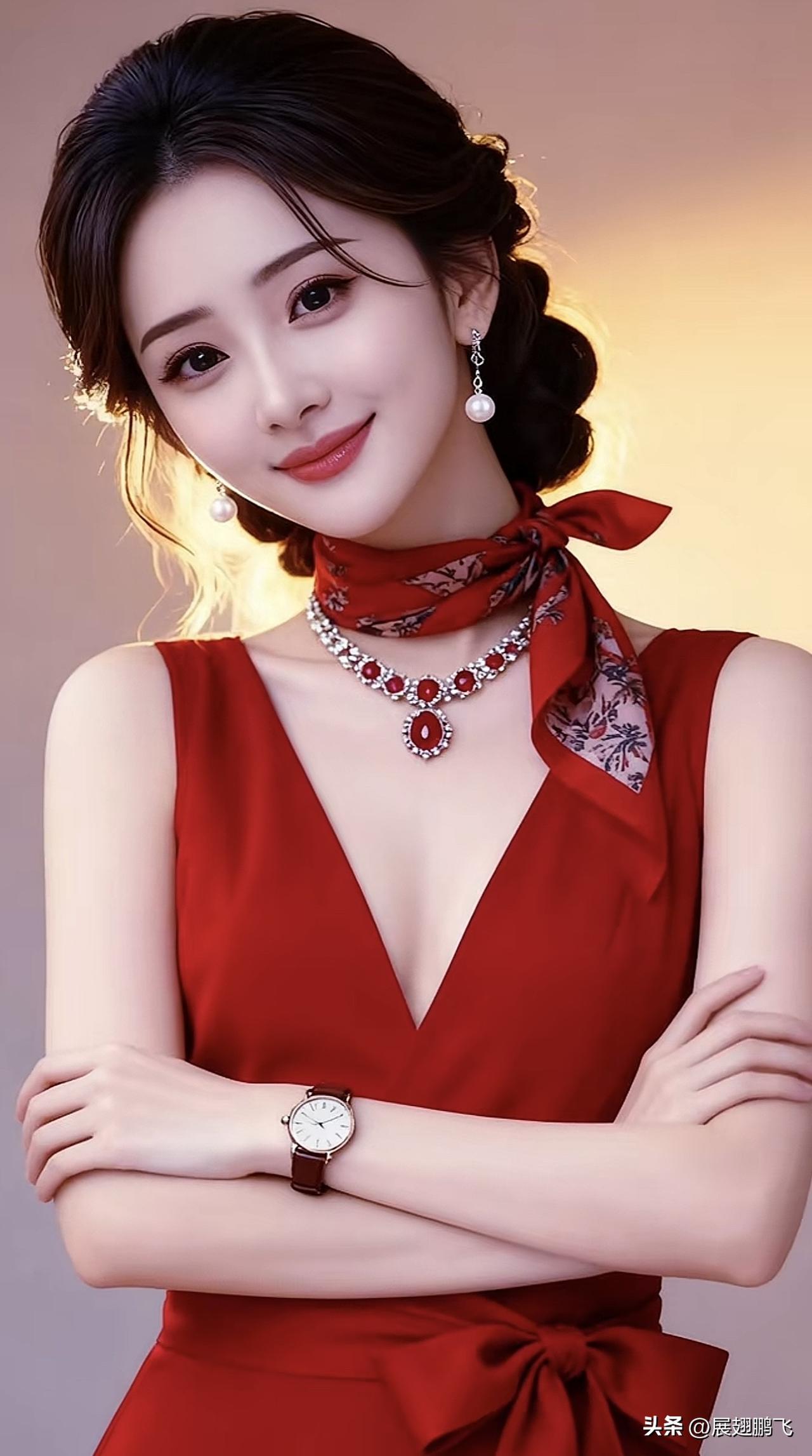 红衣美人，笑靥如花。红衣花裙少女 红衣女拍照 红衣温柔少女 红衣女拍照 玫瑰红装
