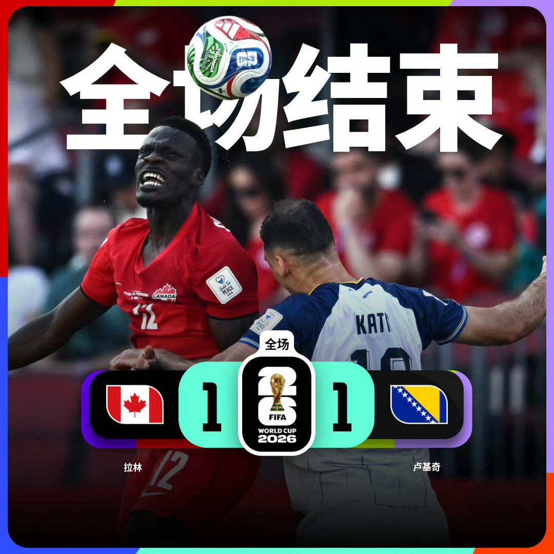 加拿大1比1波黑公开内容，2颗球拿下上半场，波黑前锋卢基奇头球破门建功，个人国家