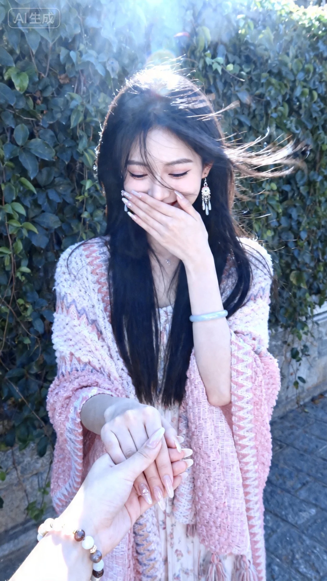 梦幻朦胧感，逆光，噪点，微微过曝，动态模糊，头顶光，发丝光，商业修图...