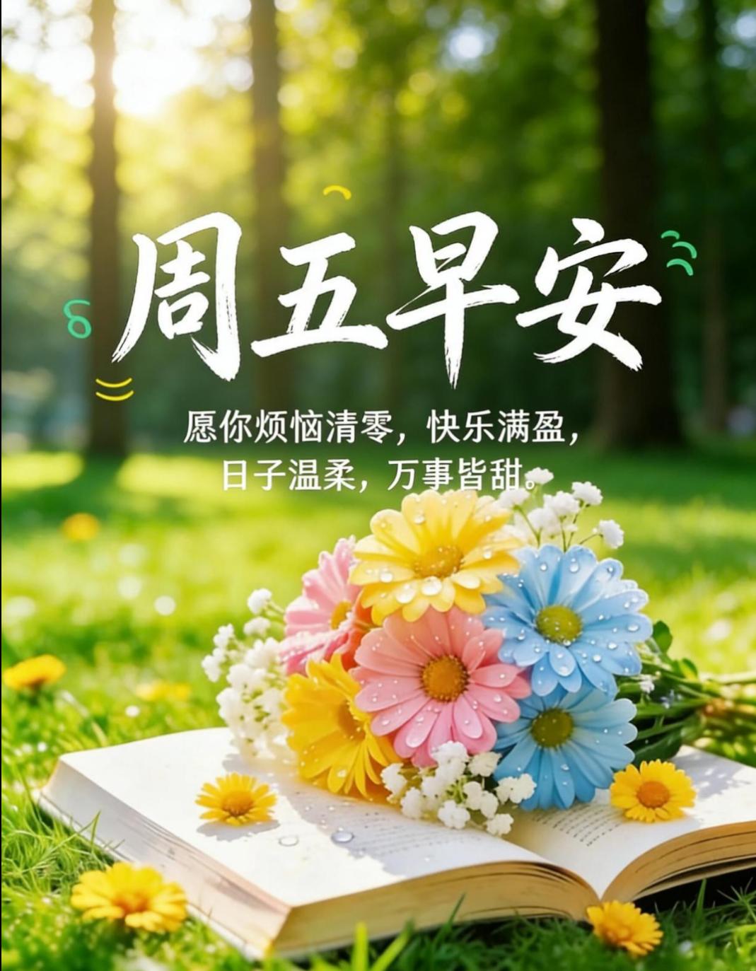 🌅朝阳点亮清晨，迎来期待满满的周五，卸下工作的压力，换上轻松的心情，愿烦恼消散