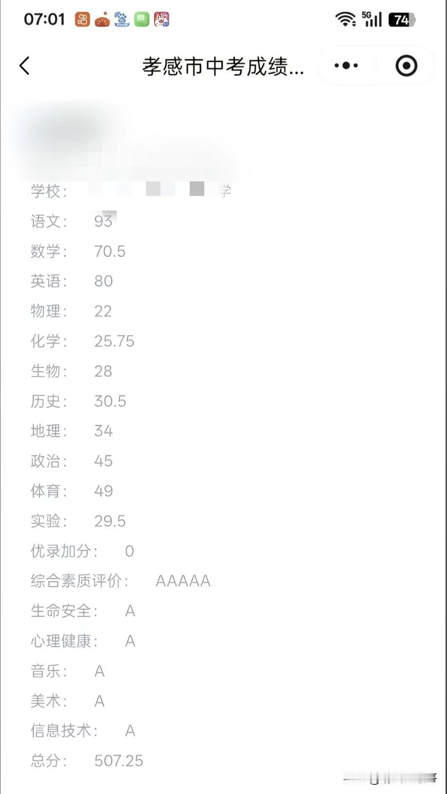 给我中考女儿的一封信:
     阿妞，我知道你在学校成绩不是很好，平时的模拟考