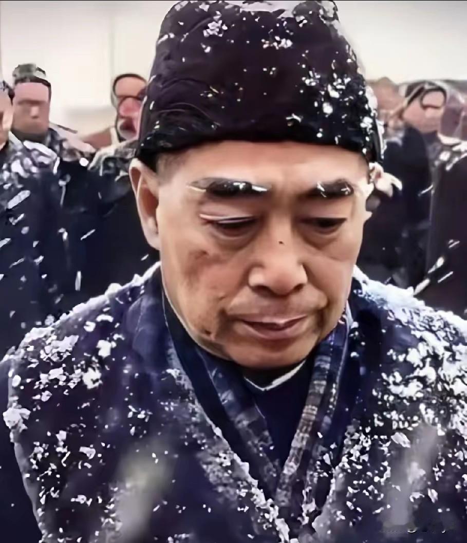1958年大年三十，周总理率随行人员冒雪吊唁朝鲜中国人民志愿军陵园，雪花飘撒，上