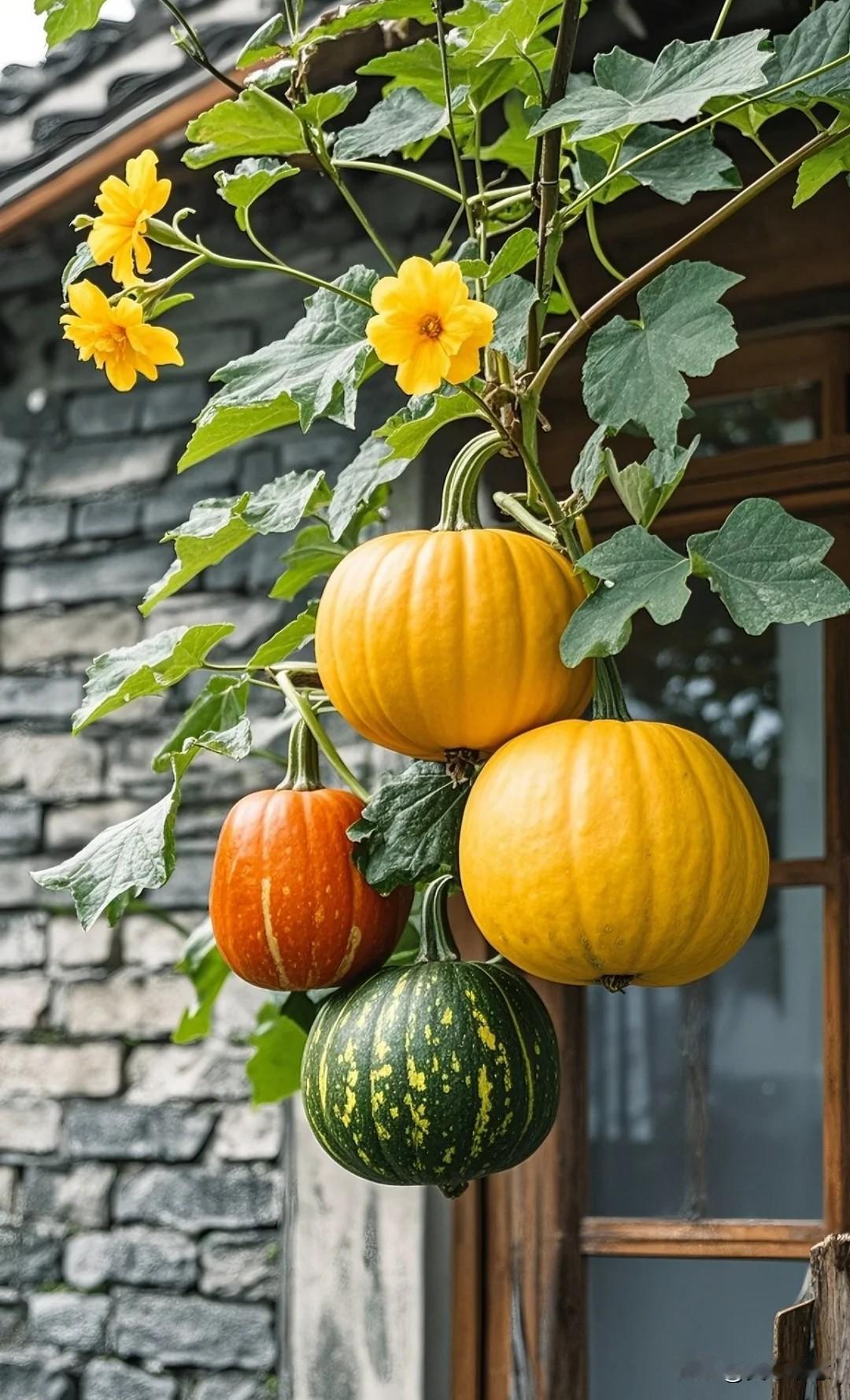 在乡下最普通的南瓜，可能很多人都不屑一顾，认为它上不了台面。但是，我却非常喜欢，