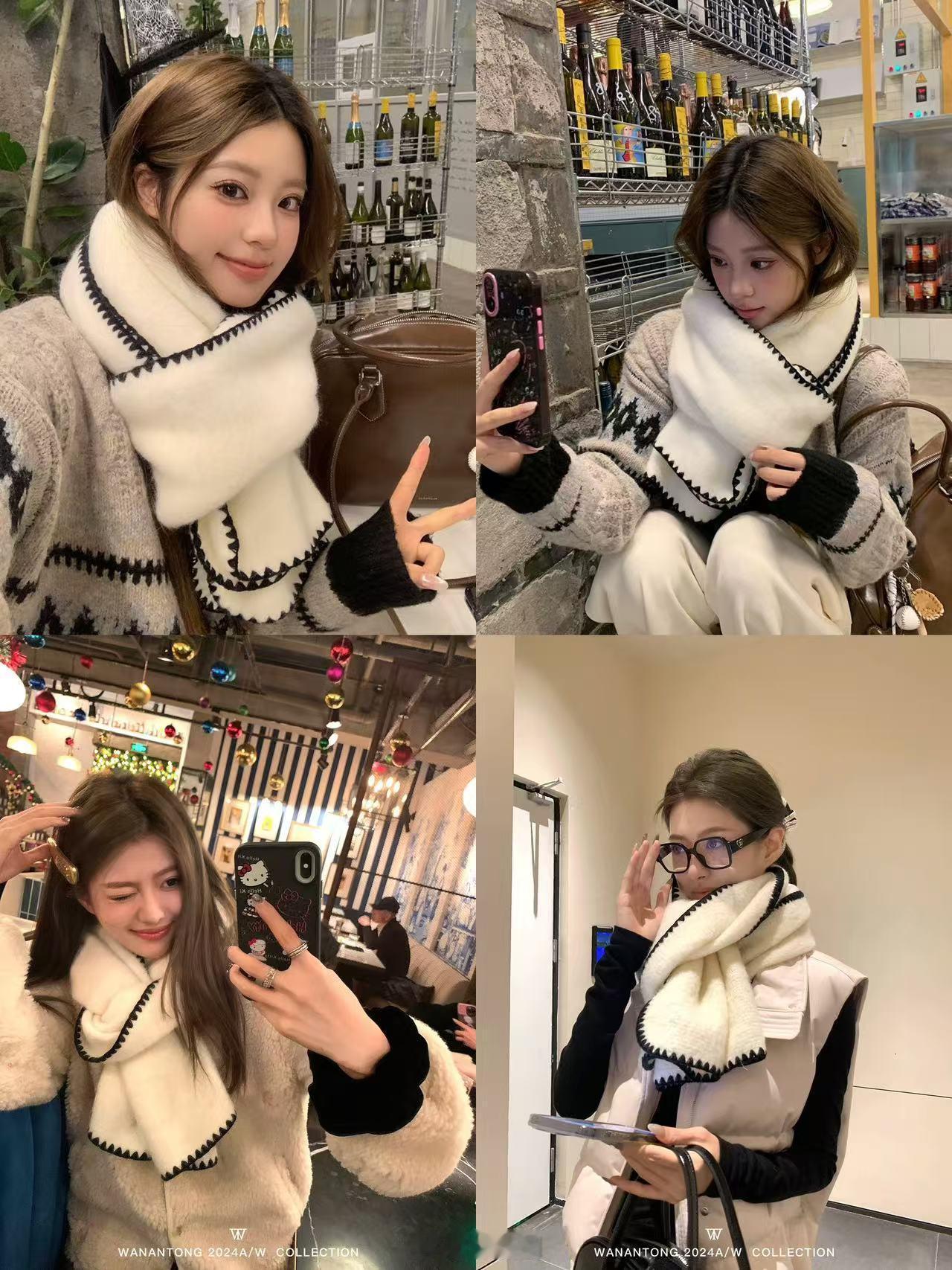 这周还会有围巾🧣恰好选到了顽童和xzz新品的类似款～除了白色和绿色，咱们团品还