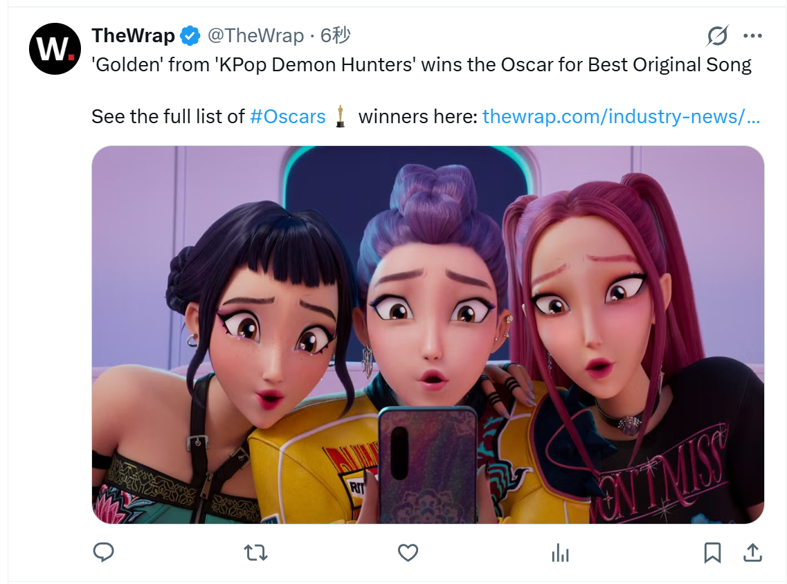 TNABO 奥斯卡最佳原创歌曲：“Golden”，《K-POP：猎魔女团》奥斯卡