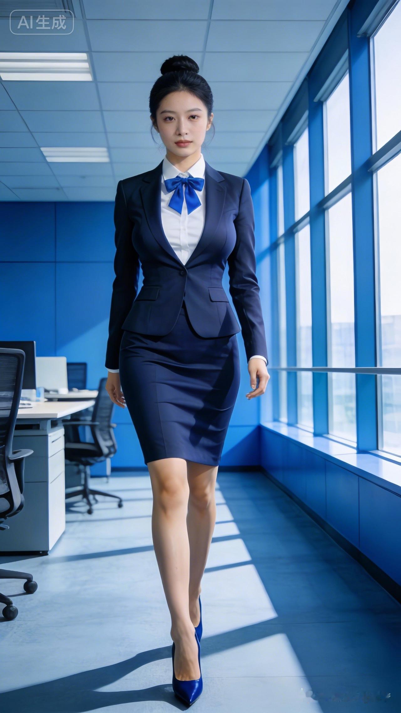 职场女强人，自信满满，蓝调职场风！