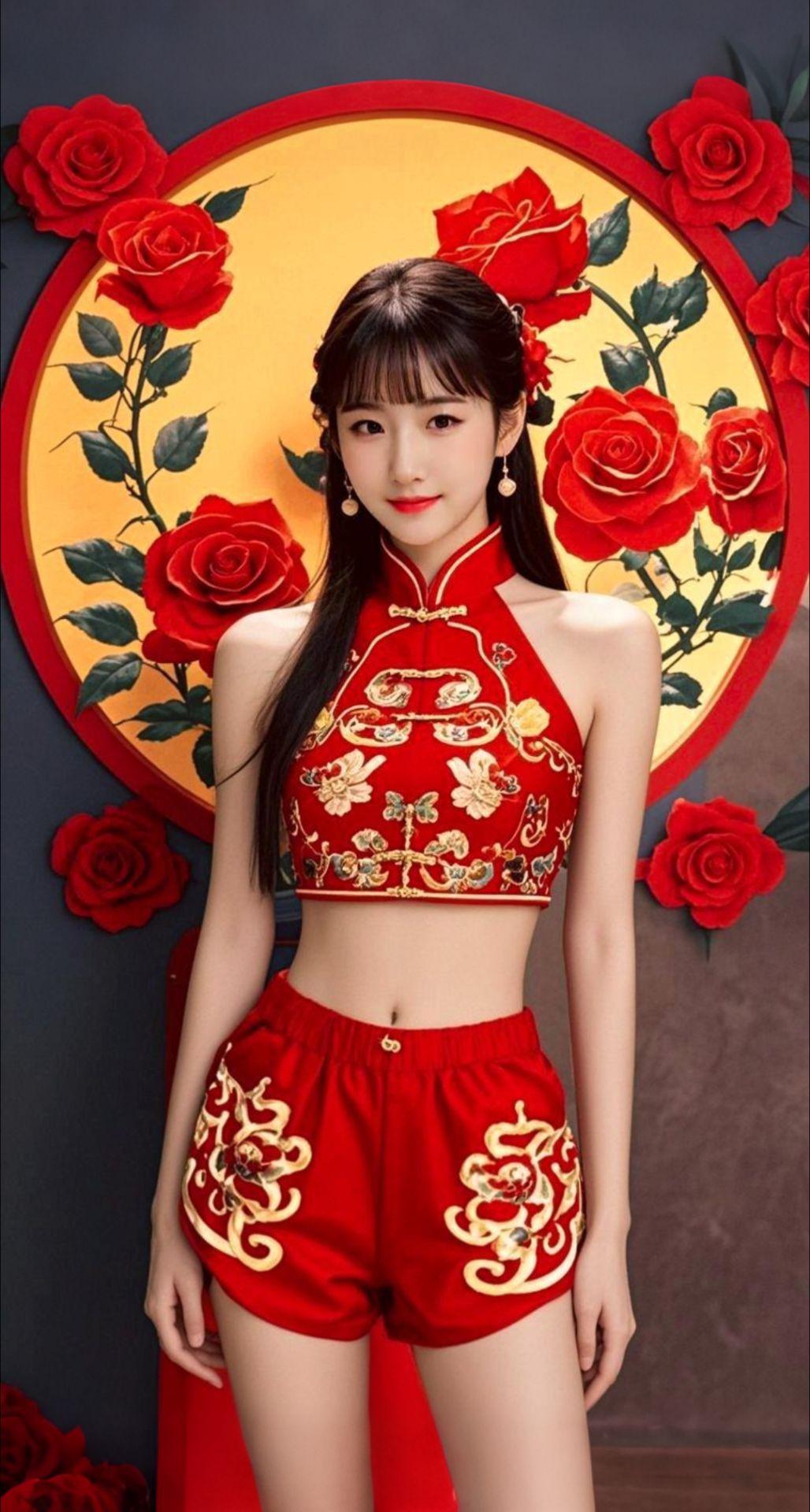 AI扩图 AI红韵佳人
