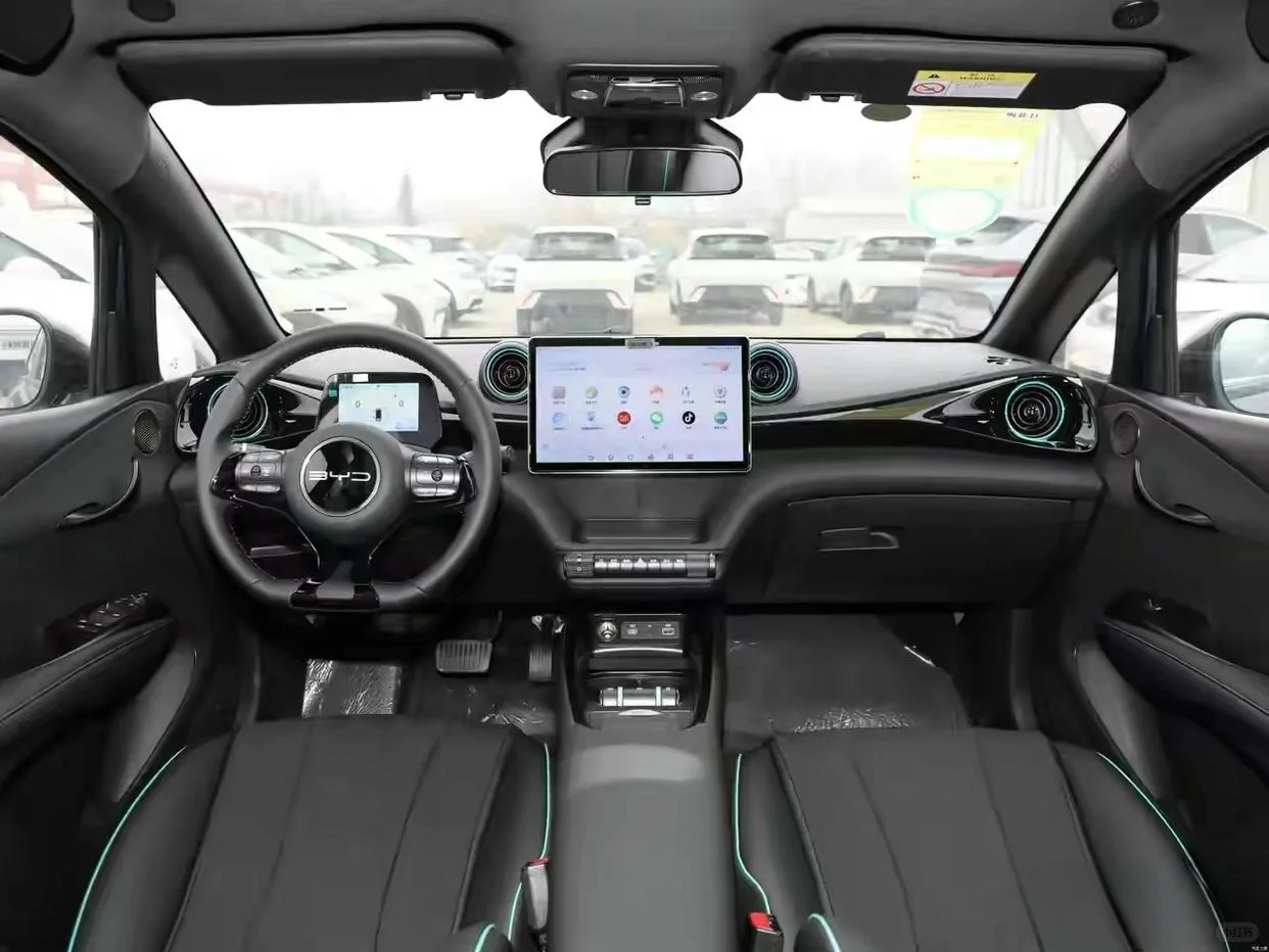 以下两款分别是比亚迪海豚和本田飞度，都是2024年款的内饰，一个是女生开的，一个...