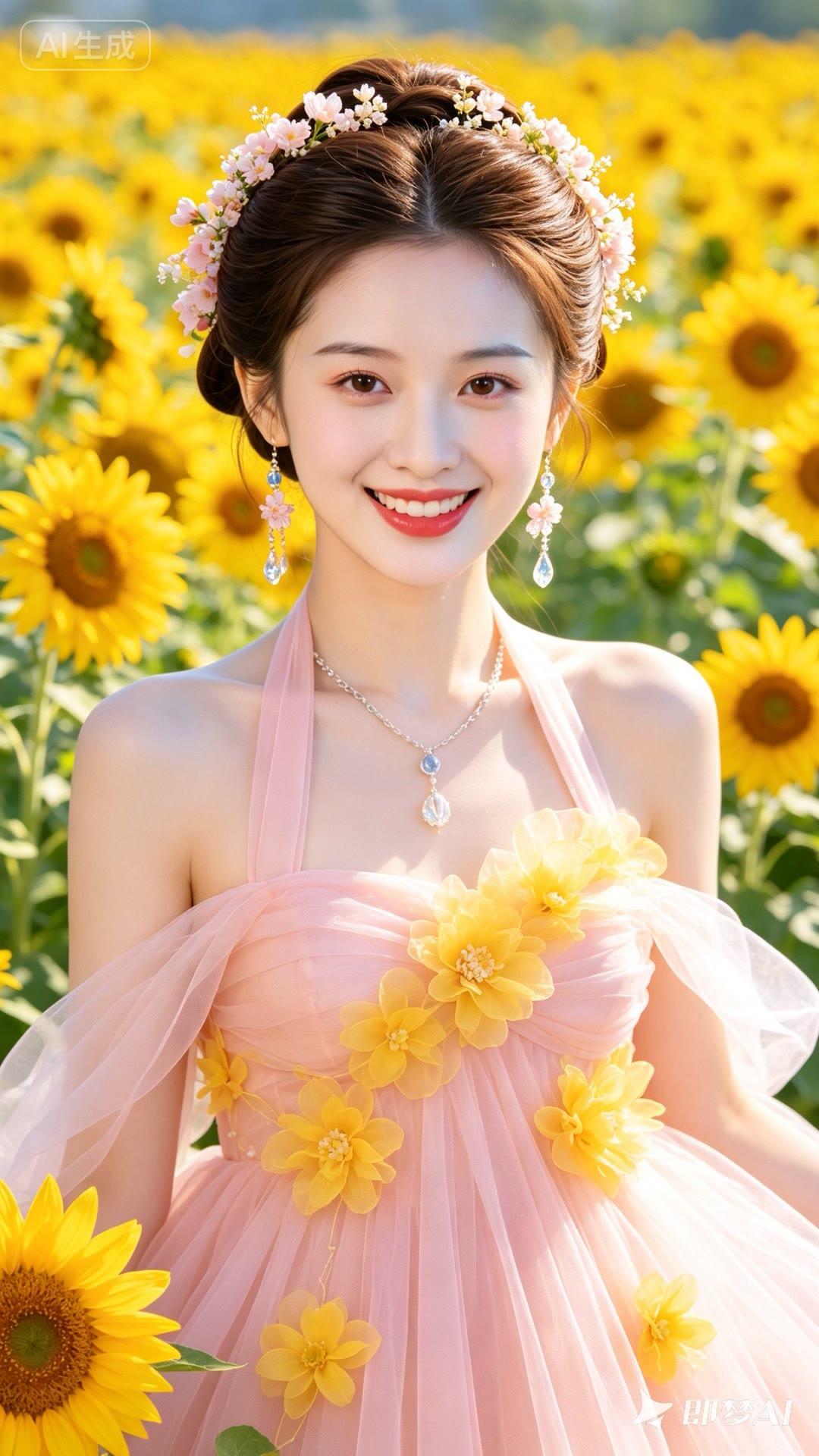 花海人如玉，笑靥似花娇。