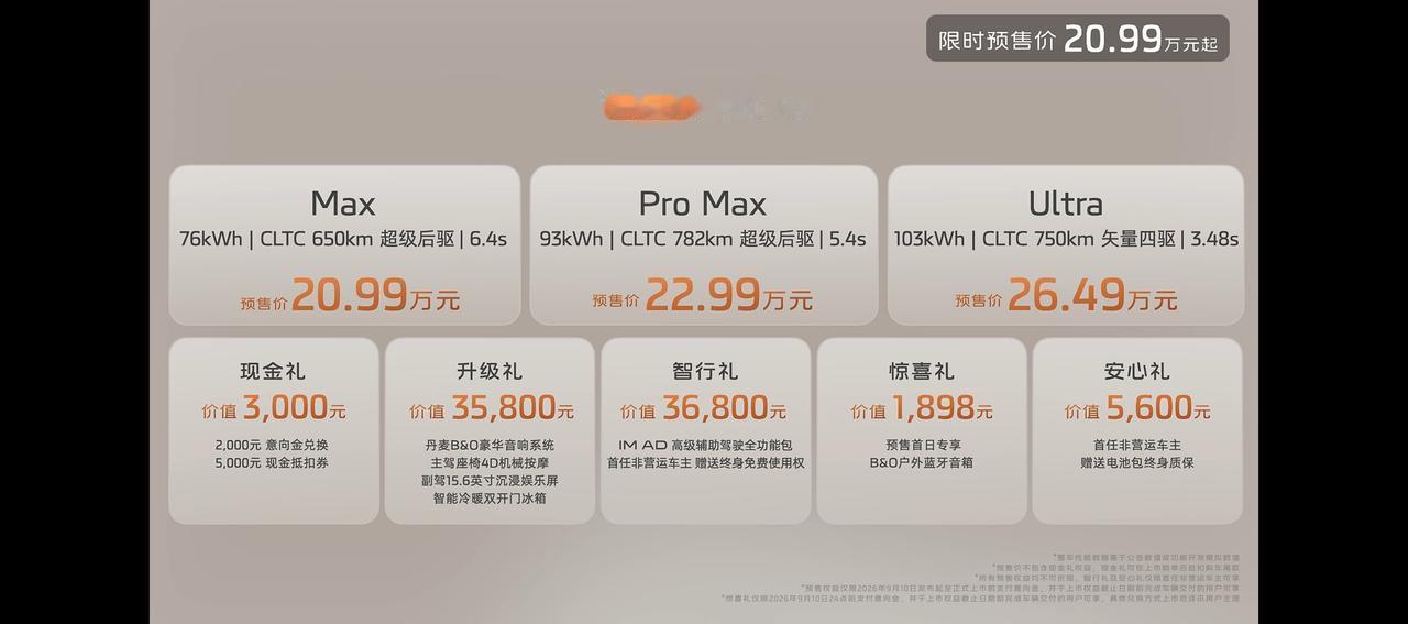 全新一代智己LS6预售，20.99万-26.49万元，全系标配线控转向和后转。B