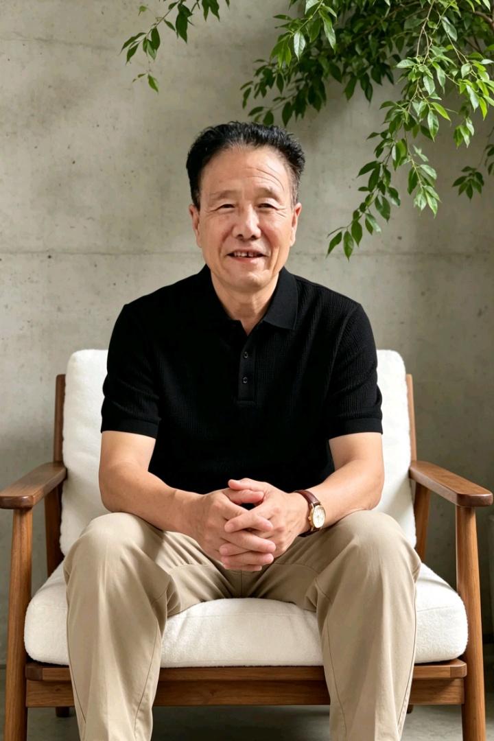 一位大叔坐在椅子上微笑。什么样的微笑让你记住了 大叔休闲照 大叔暖心瞬间