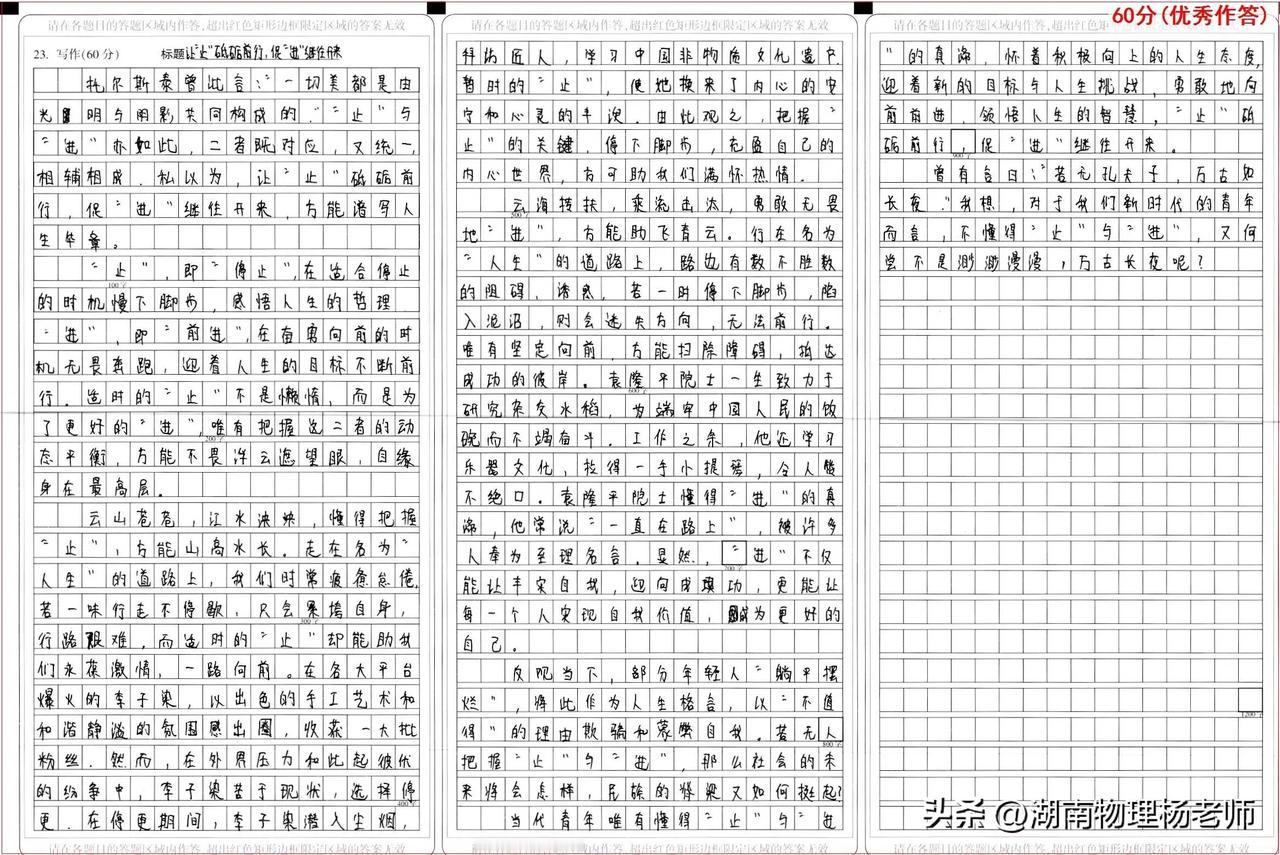 2025一模考场满分作文丨让止砥砺前行   促进继往开来
           