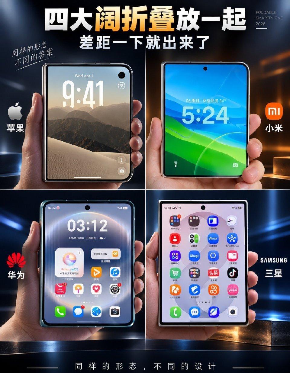 苹果 小米苹果，华为，小米，三星折叠屏哪个辨识度高？ ​​​