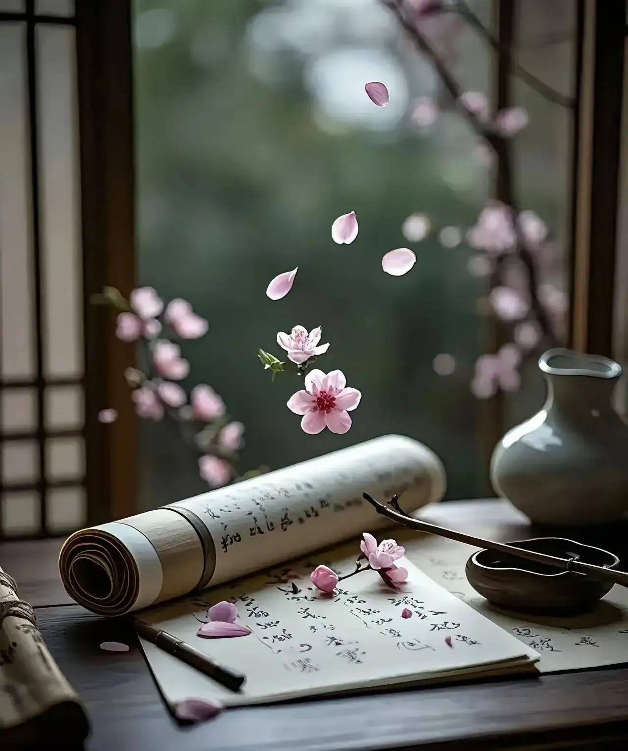 看图出联
上联：昨夜飞花今日风；
下联：邀请网友对下联