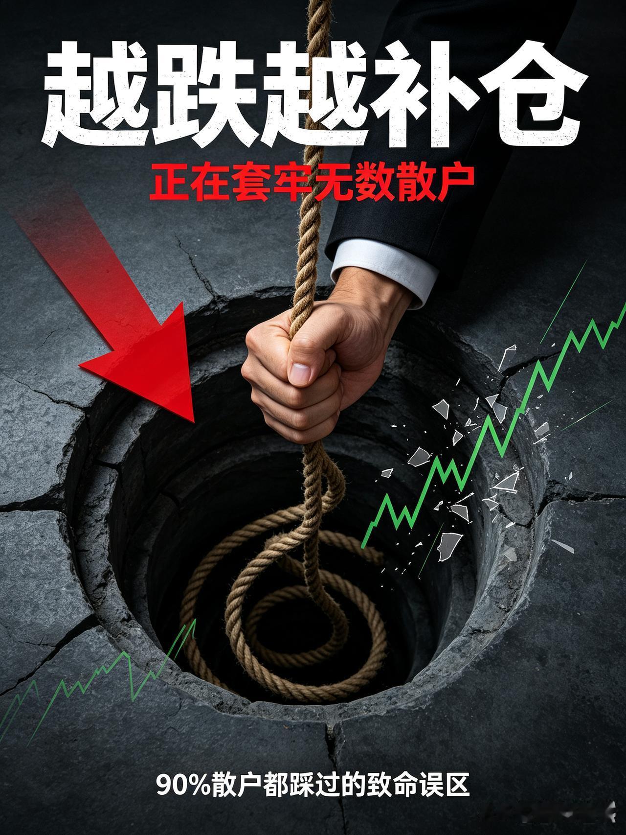 越跌越补仓摊低成本，正在套牢无数散户
 
炒股被套之后，绝大多数人的第一操作就是