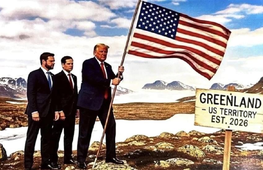 特朗普发社交网站消息闹得沸沸扬扬，还发了格陵兰岛插美国国旗的图片。
美国总统特朗