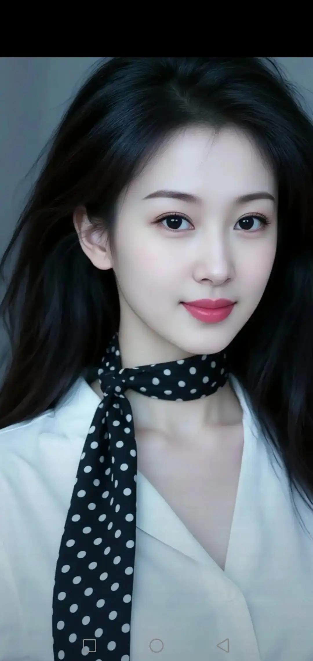 甜美可人，黑白波点领带，优雅白衬衫，气质满分！💄👗✨