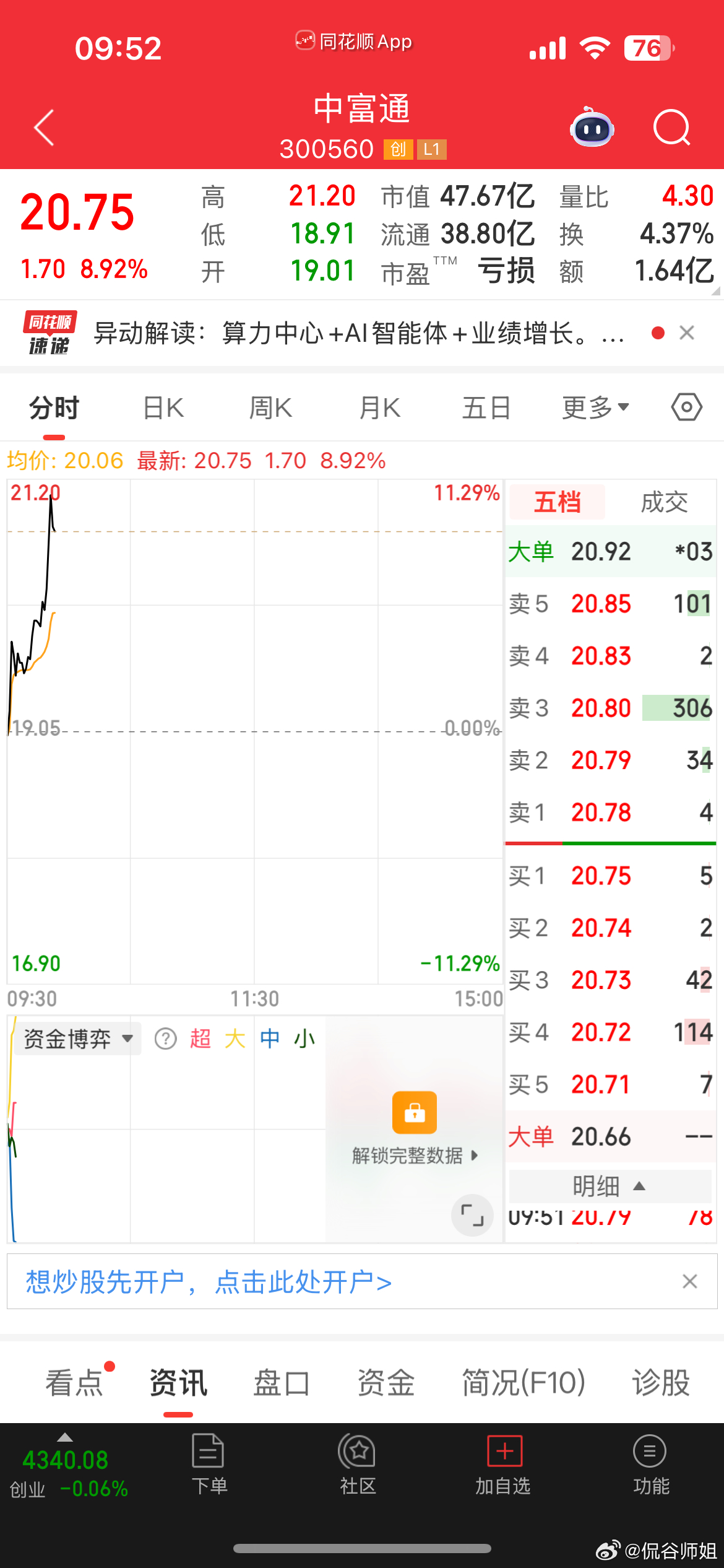 真爱👗中富通这波拉升10%券商、鸡肉、猪肉等板块上涨，带动大盘反弹，同时存储芯