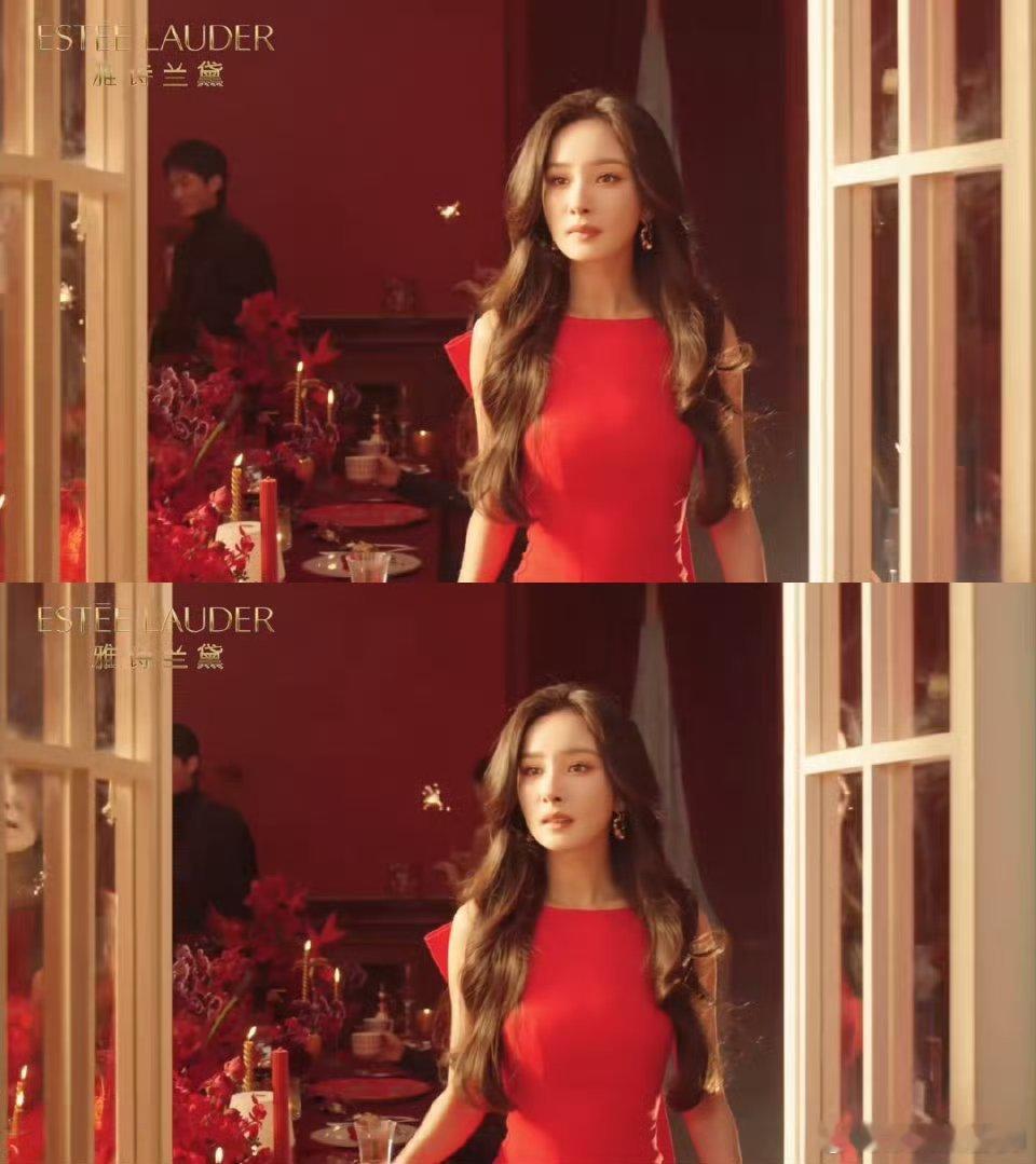 杨幂红裙真的好有韵味大波浪卷发是姐的统治区