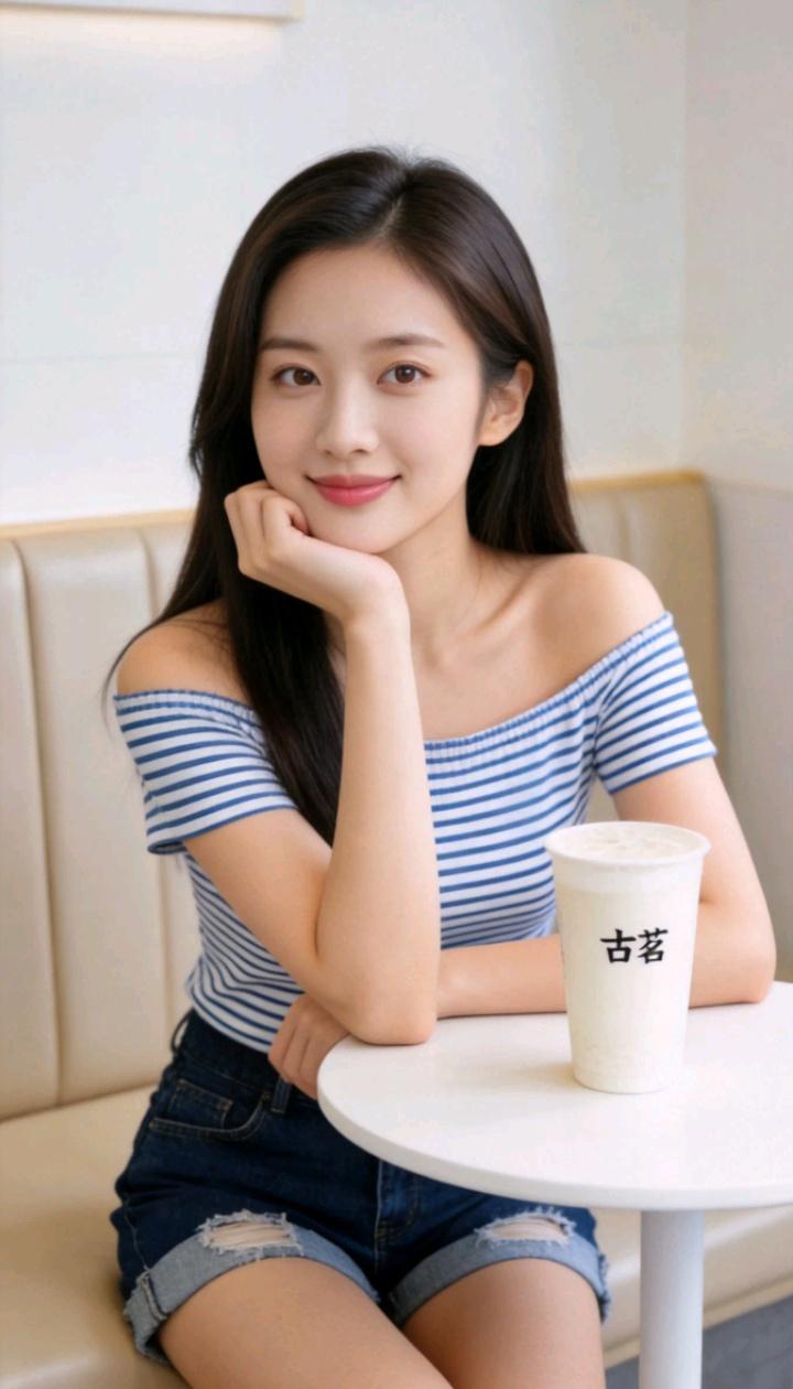 这姑娘喝着饮料在笑。分享你拍摄的乡村美景照片 田园里的美女 村景清凉照
