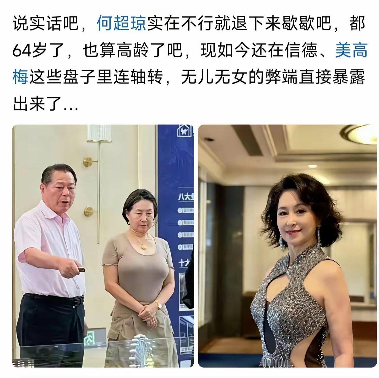 底层叙事：“无儿无女的弊端”。64岁正值政商资源的巅峰期，权力才是最好的美容，最