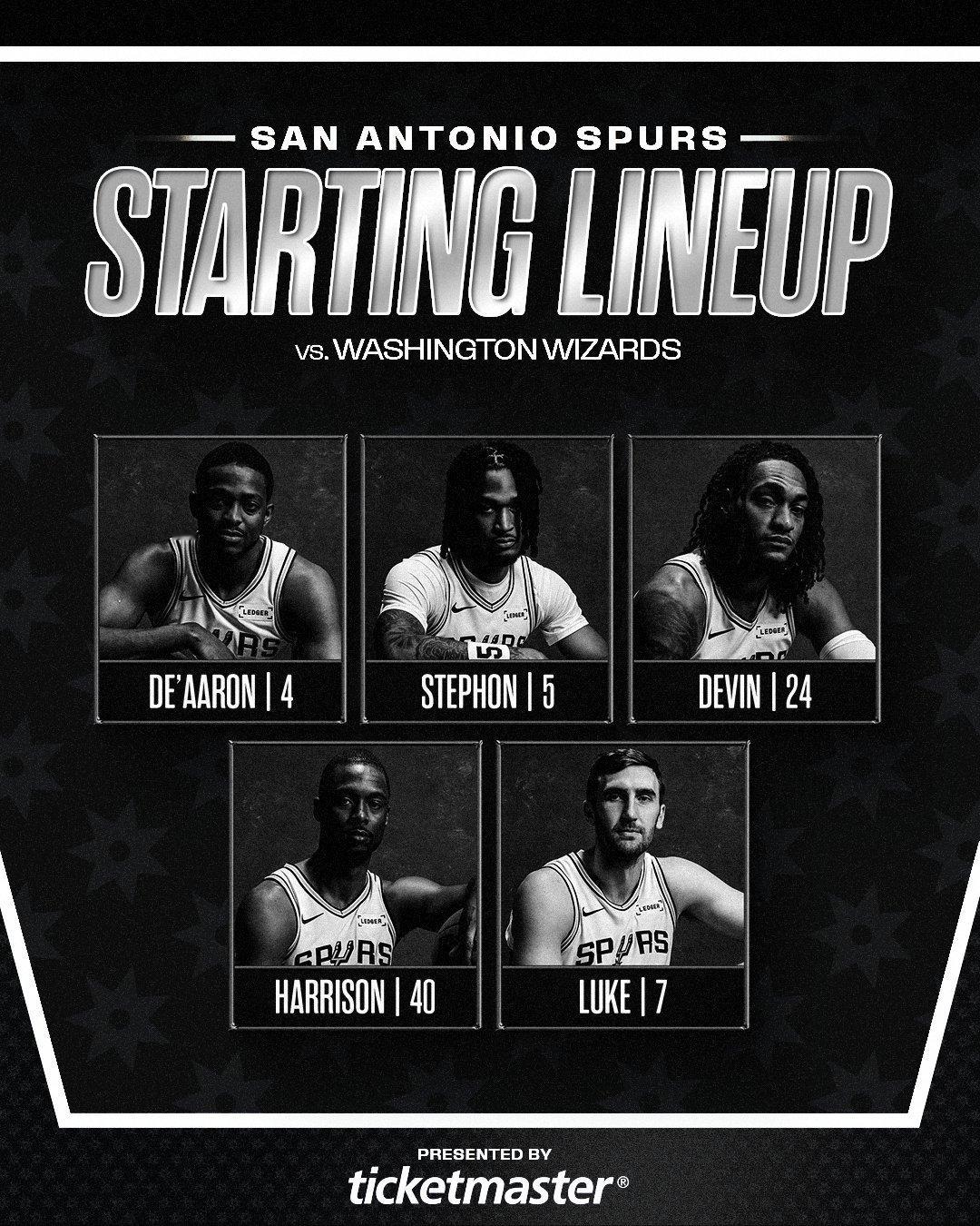 马刺首发不变，文班继续替补！