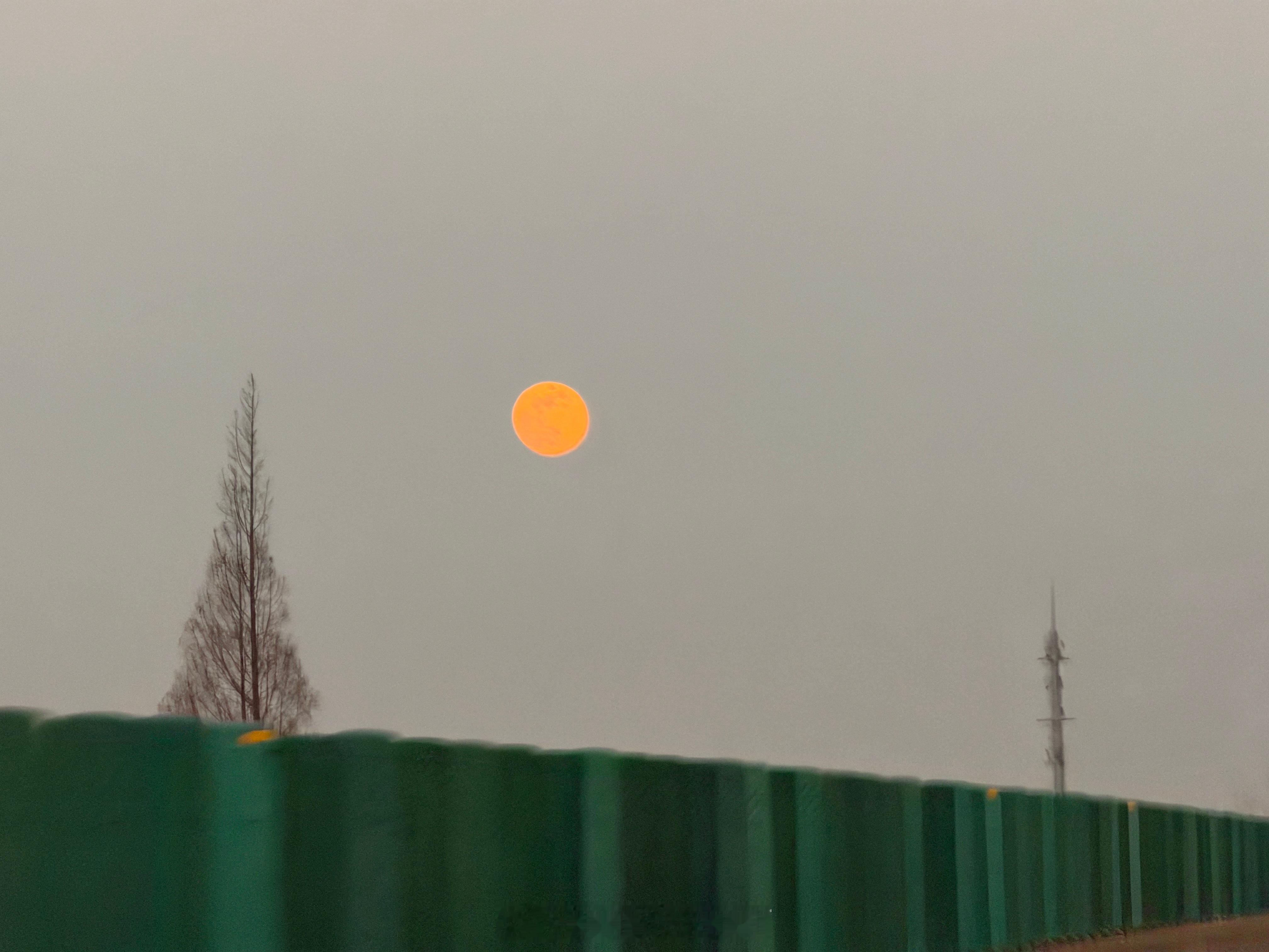 今天黄昏的月亮，有点像太阳 超级月亮